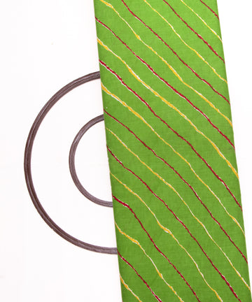 Green Colour Lehariya Printed Cotton Fabric
